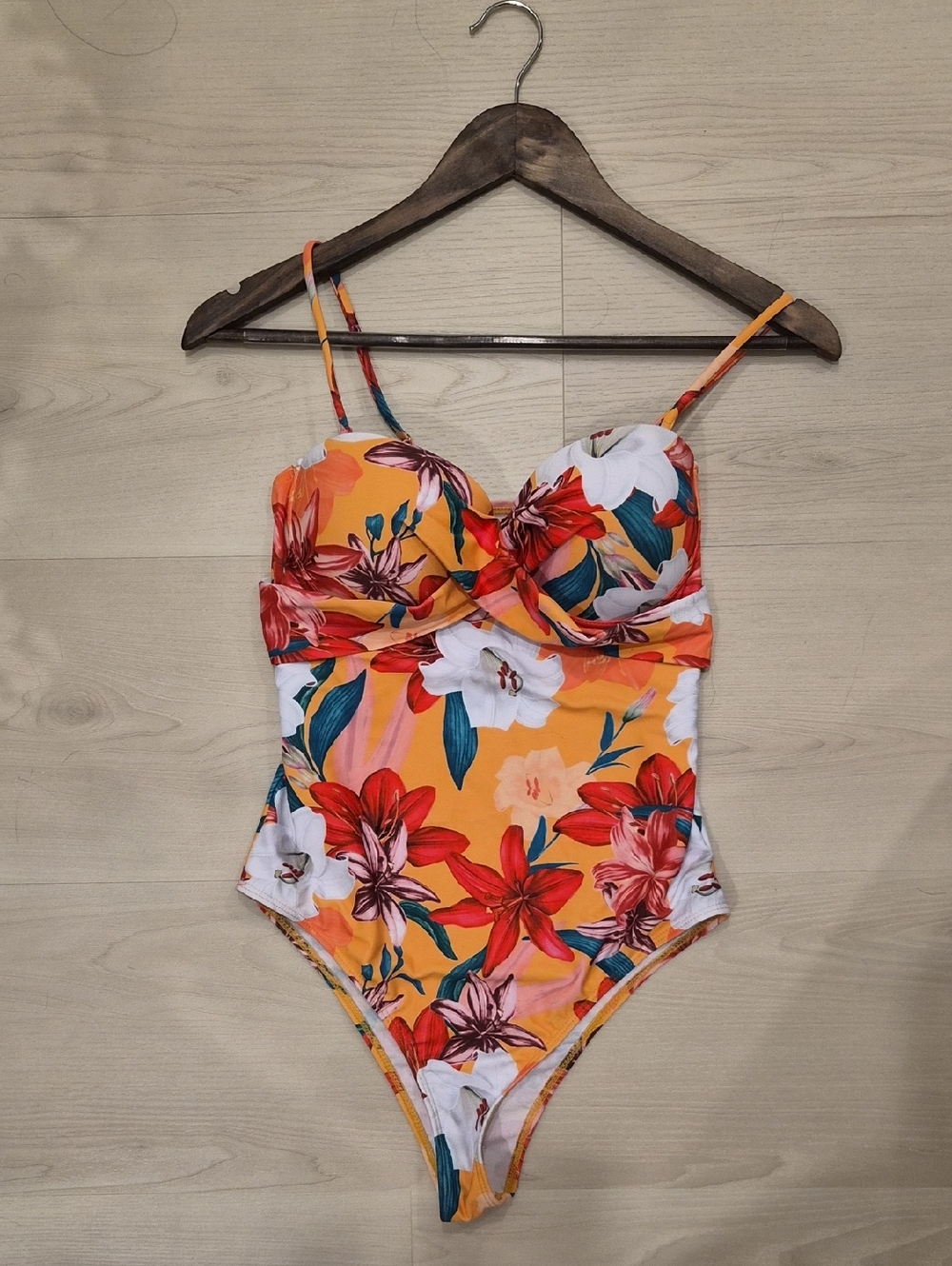 Tropical Floral One-Piece Swimsuit - Yellow & Red Floral